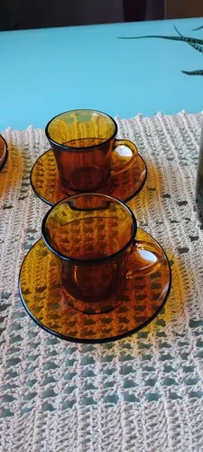 Jogo de chicaras Duratex café pequeno com pires 9.unides