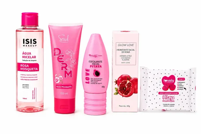Kit Skincare Completo 5 Produtos | Água Micelar + Hidratante + Esfoliante | R$ 58