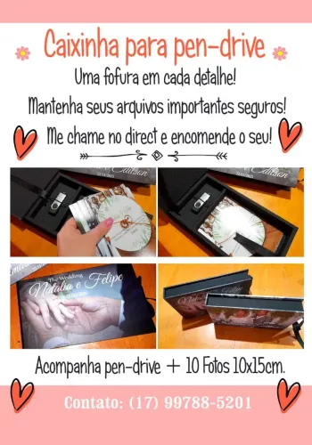 Caixinha pen-drive com foto 10x15 revelada