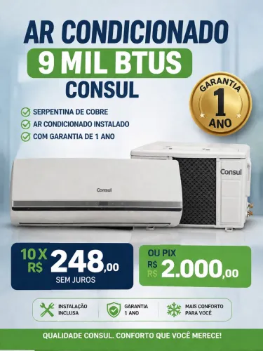Ar condicionado consul 9 mil BTUS instalado