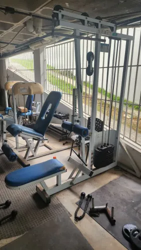 Pulley com remada academia musculação