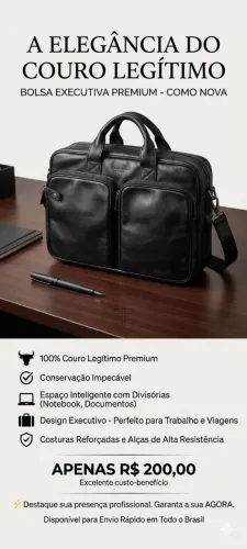 Bolsa Executiva de Couro Legítimo Premium - Como Nova!