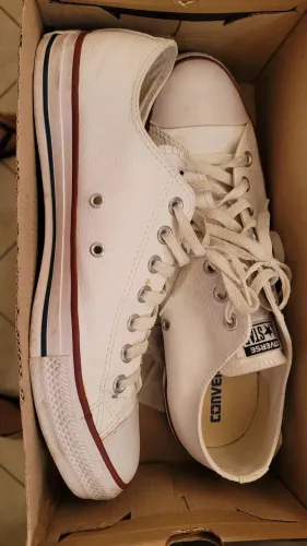 Tenis All Star Branco de Couro 43/44