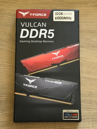 Memória Ram Team Group T-Force Vulcan 32GB (2x16GB), 6000MHZ, DDR5, CL38, Preto [Novo] 