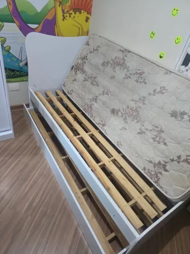 Cama Infantil de Solteiro com Cama Auxiliar + Colchão