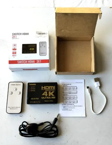 Switch HDMI 3x1 4K Ultra HD - Marca Tomate (Modelo MTV-131) - Usado - Funcionando