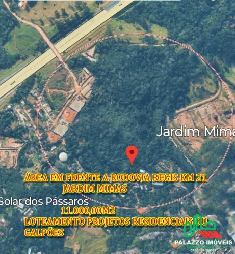 ÁREA 11.000,00M2 FRENTE PARA RODOVIA REGIS BITENCOURT JUNTO EMBU DAS ARTES