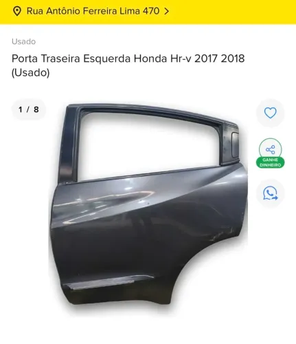 PORTA TRASEIRA ESQUERDA HONDA HR-V 2017 2018