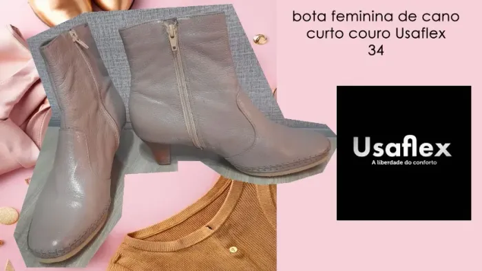 bota feminina de cano curto couro Usaflex 34