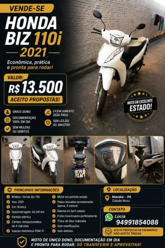 VENDE-SE BIZ 110i 2021