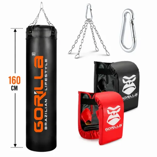 Kit Saco De Pancada 160cm Profissional Gorila Muay Thai Boxe MMA + 2 Pares Luva