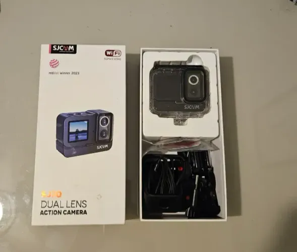 Câmera 4k - 2 Telas + 2 Lentes (1 Noturna) + Microfone Lapela Original + MicroSD 128gb