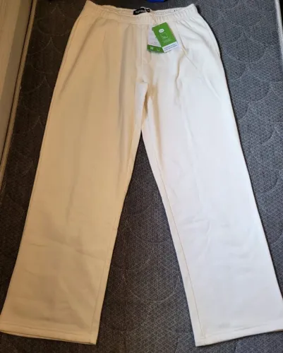 Calça Moletom Wide Leg off white Unissex