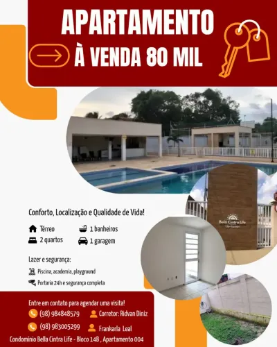Chave apartamento Bella Cintra Life 80 Mil - Térreo