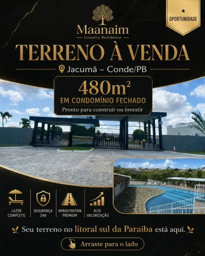 Terreno à venda em Jacumã - Conde/PB