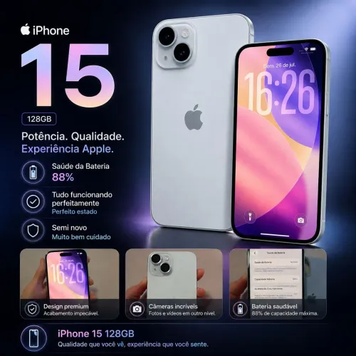 IPHONE 15, 128GB, SEMINOVO
