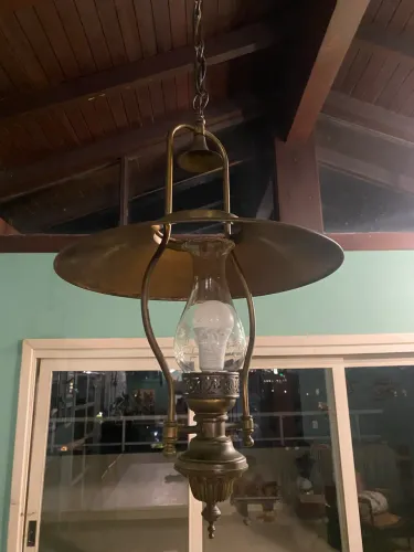 Luminária Pendente Antiga em Latão - Estilo Lampião Clássico Europeu