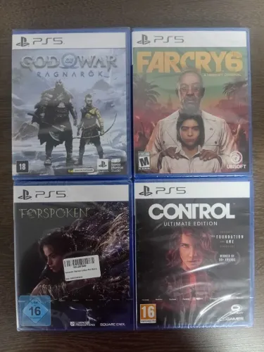 Jogos PS5 Lacrados | God of War Ragnarök, Far Cry 6, Forspoken e Control