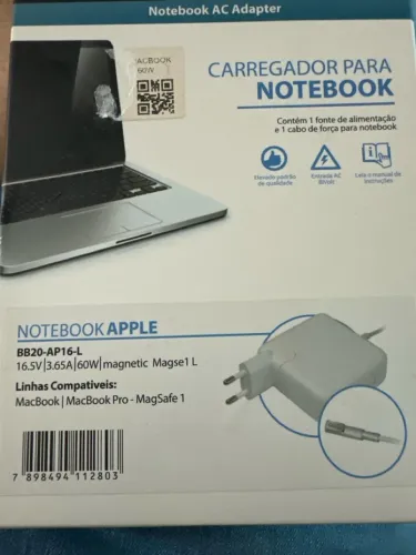 CARREGADOR/FONTE 16.5v 60W PARA MACBOOK PRO APPLE