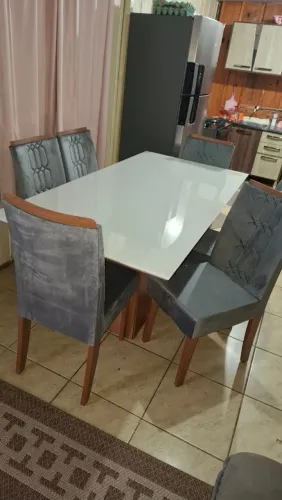 Mesa de vidro 6 cadeiras