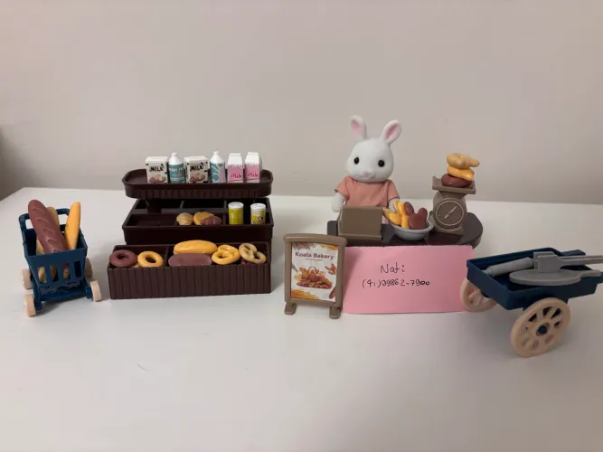 Conjunto de padaria em miniatura - serve para sylvanian families
