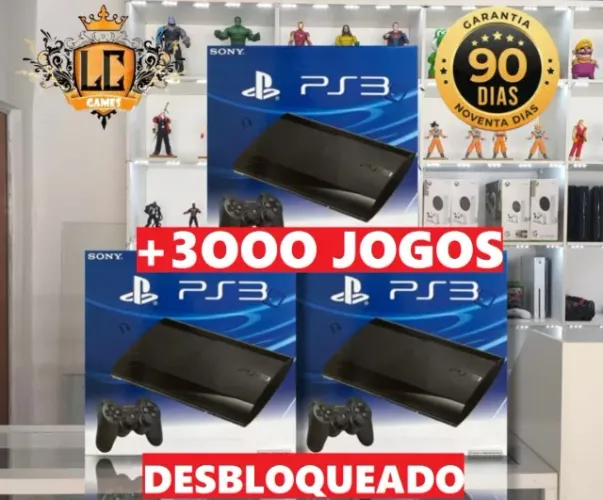 PLAYSTATION 3 SLIM 5OOGB DESBLOQUEADO + 3OOO JOGOS + GARANTIA O3 MESES ( LOJA FISICA )