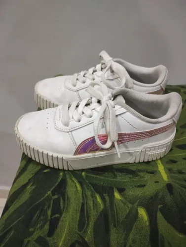 Tênis Puma Carina 2.0 Branco com detalhes Rosa número 27