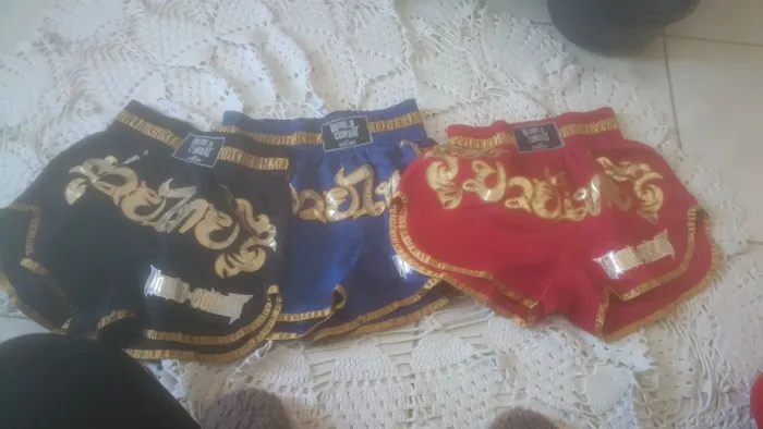 Short Muay Thai World Combat Thailand Style Retro Black Gold