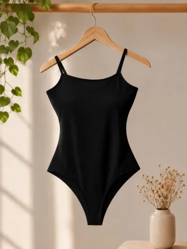 Body Feminino Suplex Regata Decote Quadrado Alça Fina forro