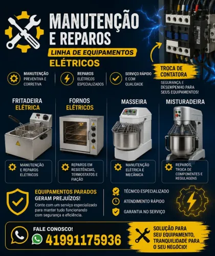 Manutenção em fritadeira forno elétrico e masseira