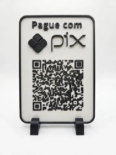 Placa PIX QR Code incluso - Criamos o QR code - alto relevo - Base inclusa