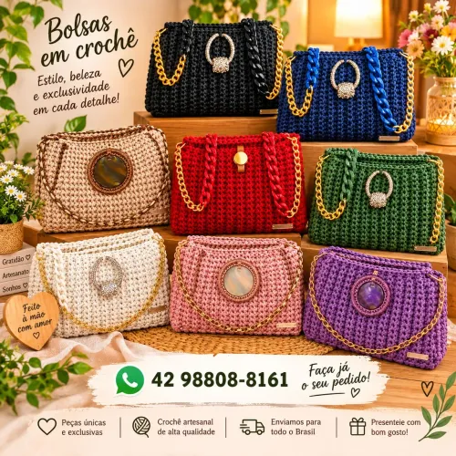 Bolsas e carteiras em crochê 