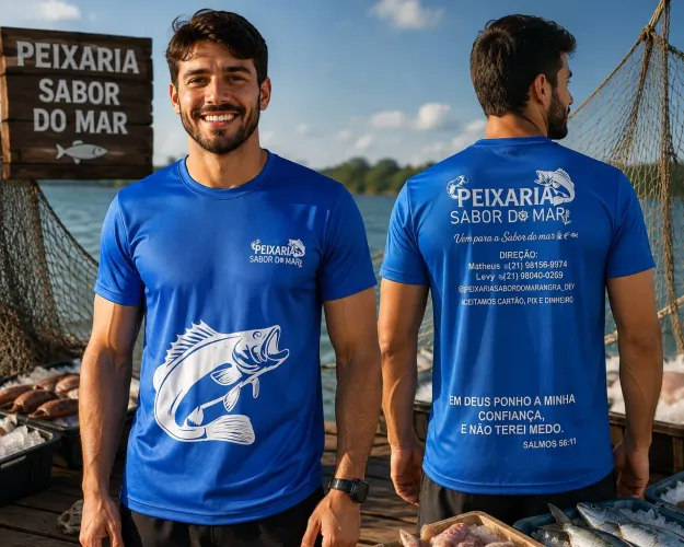 10 Camisas Personalizadas Uniforme de Peixaria / Malha Dry-Fit