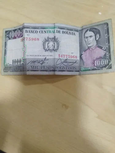 Nota de 1000 pesos bolivianos 1982