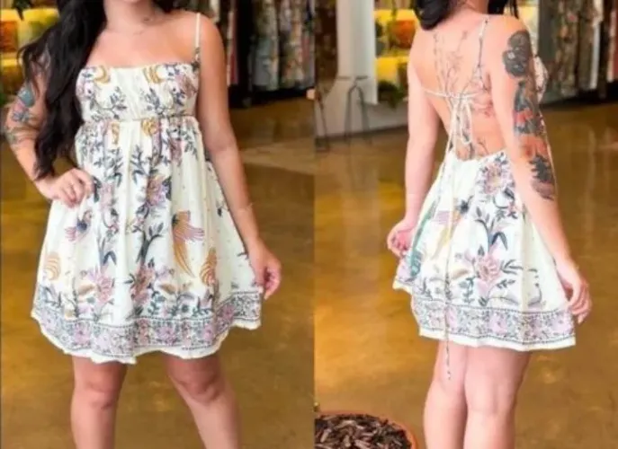 Vestido FARM curto (delicadeza boho)