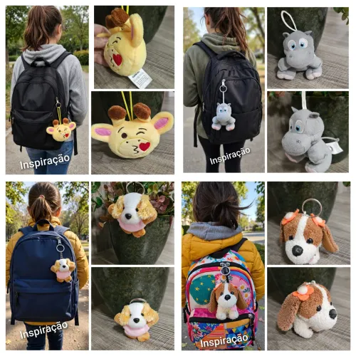 4 CHAVEIROS ( HIPOPÓTAMO/GIRAFA/ 2 CACHORRINHOS ( na mochila fica lindo )