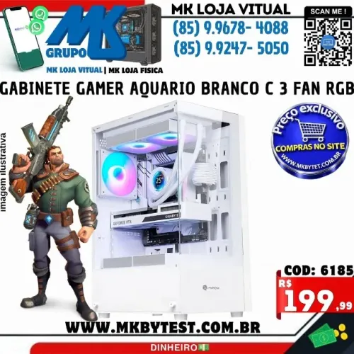 Gabinete Gamer TGT , Mini-Tower, Lateral de Vidro, Branco