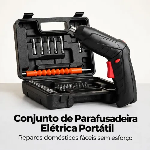 Kit com maleta parafusadeira e furadeira elétrica 100% nova
