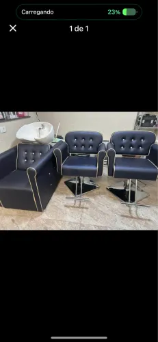 Cadeira salão de beleza e lavatório 