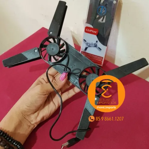 Suporte para Notebook, Base Dobrável Ajustável com Cooler Resfriador, conexão USB, PC