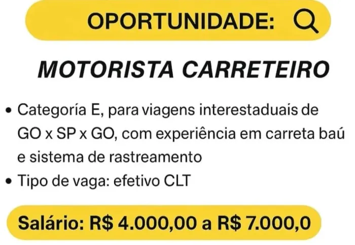 Contrata-se motorista carreteiro