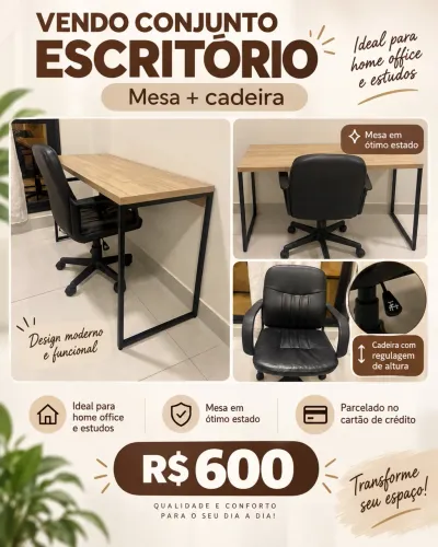 Mesa e cadeira escritório