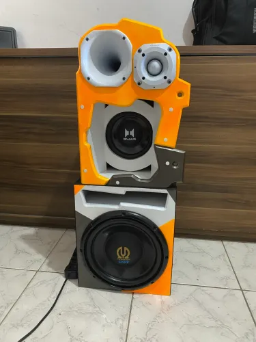 Som quadriway 12 polegadas completo com modulo, fonte e toca cd com bluetooth