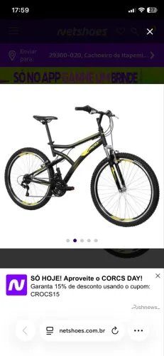 Bicicleta Aro 26" Caloi Andes Freio V-Brake 21 Marchas - Preto