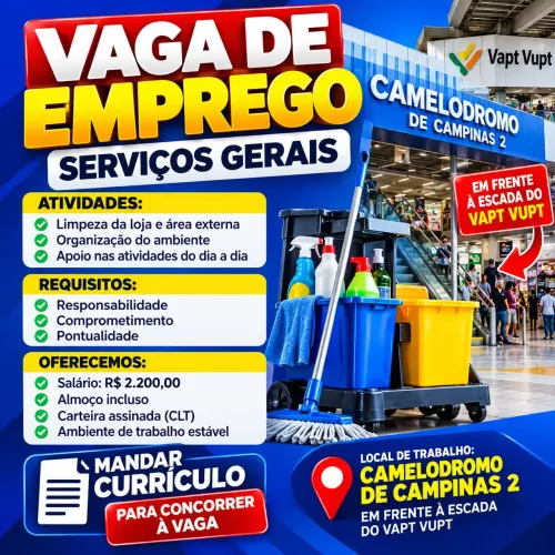 ? VAGA DE EMPREGO - SERVIÇOS GERAIS