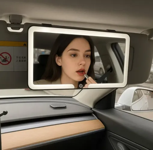 Espelho de maquiagem com LED automotivo
