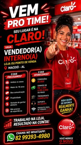 Vaga para vendedor interno!