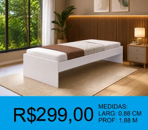 Cama solteiro de madeira de alta qualidade - entregamos e montamos sem custo 