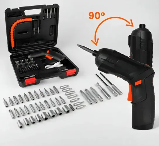 Kit Parafusadeira Elétrica Profissional 47 Peças Preto Preto 127/220v