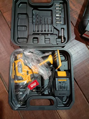 0furadeira parafusadeira sem fio de 10mm wap bpf 12k3 12v + acessório valor 200